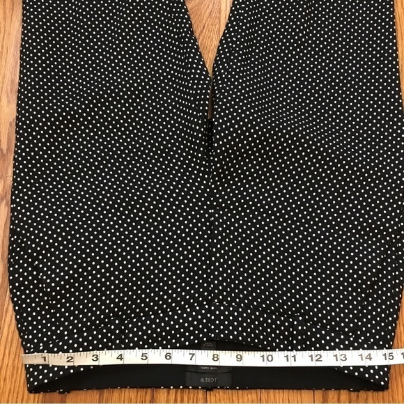 J. Crew Cafe Capri Mid Rise Wool Blend Tiny White Polka Dots Black Cropped Pants - Picture 8 of 15